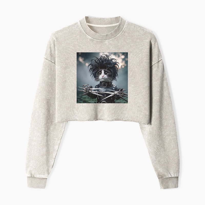Edward the Cat Barber Washed Crop Sweatshirt