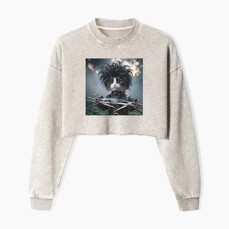 Edward the Cat Barber Washed Crop Sweatshirt