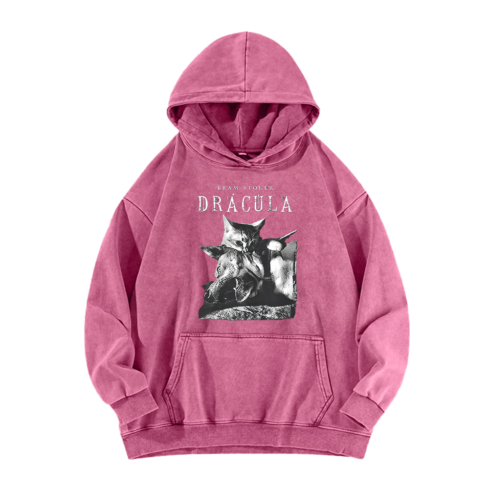 Cat Dracula Vampire Kitten Washed Hoodie