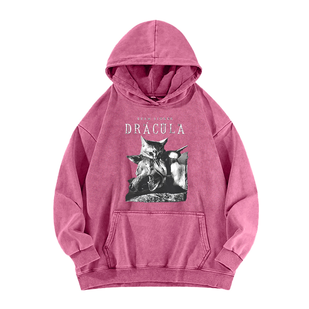 Cat Dracula Vampire Kitten Washed Hoodie