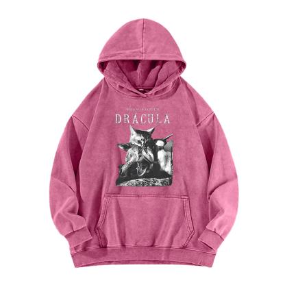 Cat Dracula Vampire Kitten Washed Hoodie