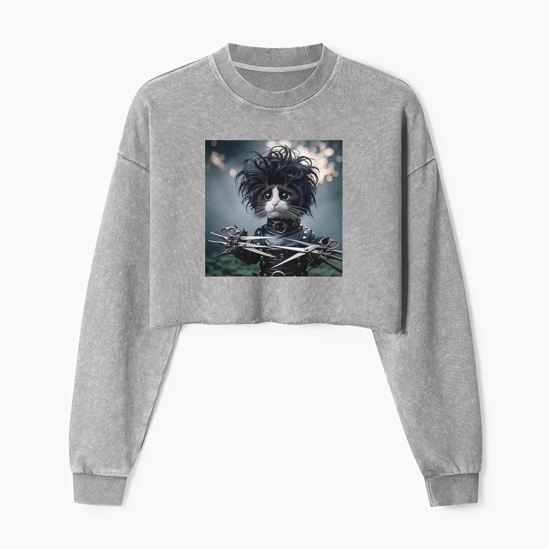 Edward the Cat Barber Washed Crop Sweatshirt