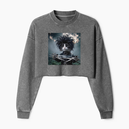 Edward the Cat Barber Washed Crop Sweatshirt