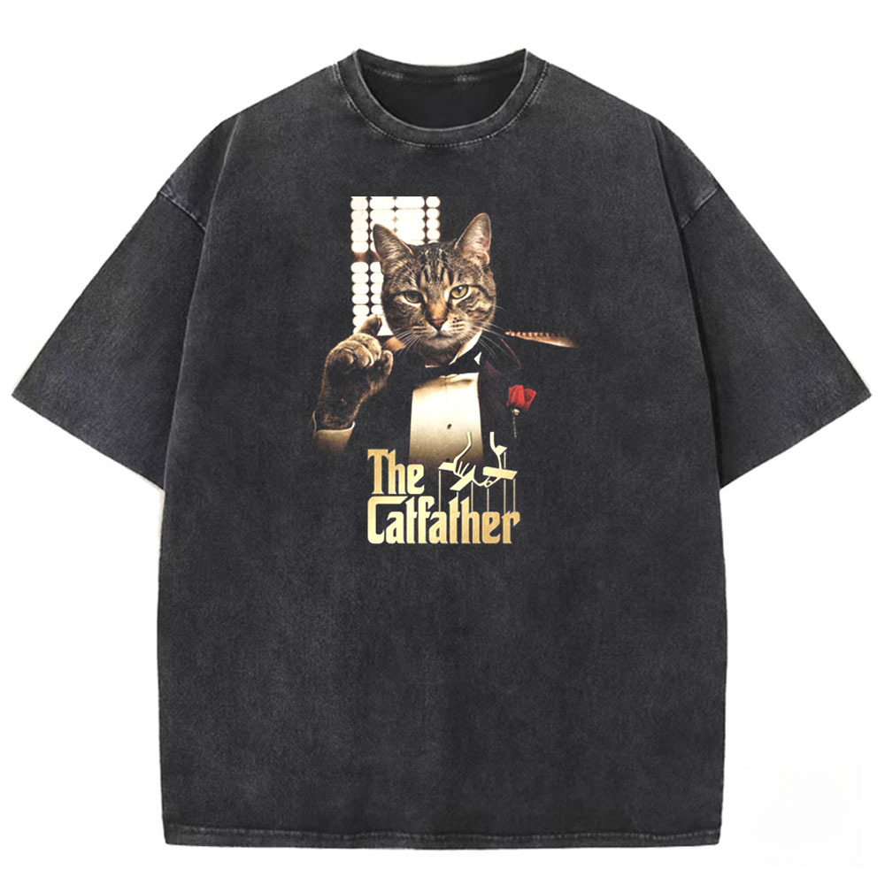 Mafia Cat Don Washed T-shirt