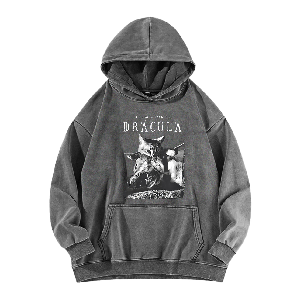 Cat Dracula Vampire Kitten Washed Hoodie