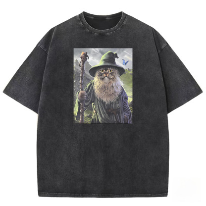 Wizard Cat Sage Washed T-shirt
