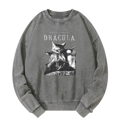 Cat Dracula Vampire Kitten Washed Sweatshirt