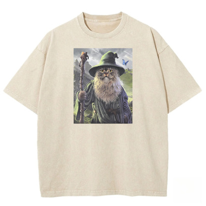 Wizard Cat Sage Washed T-shirt