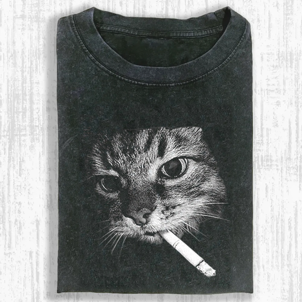Cat Smoke Ritual Washed T-shirt