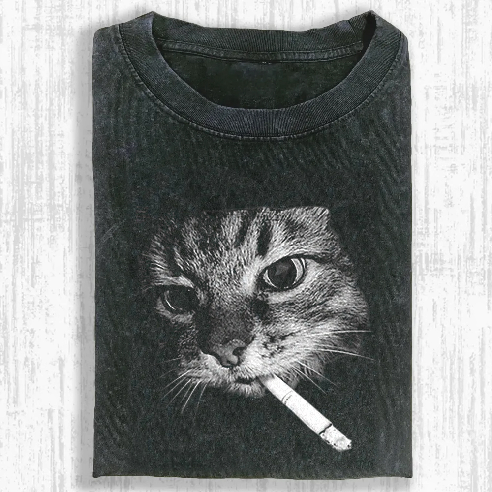 Cat Smoke Ritual Washed T-shirt
