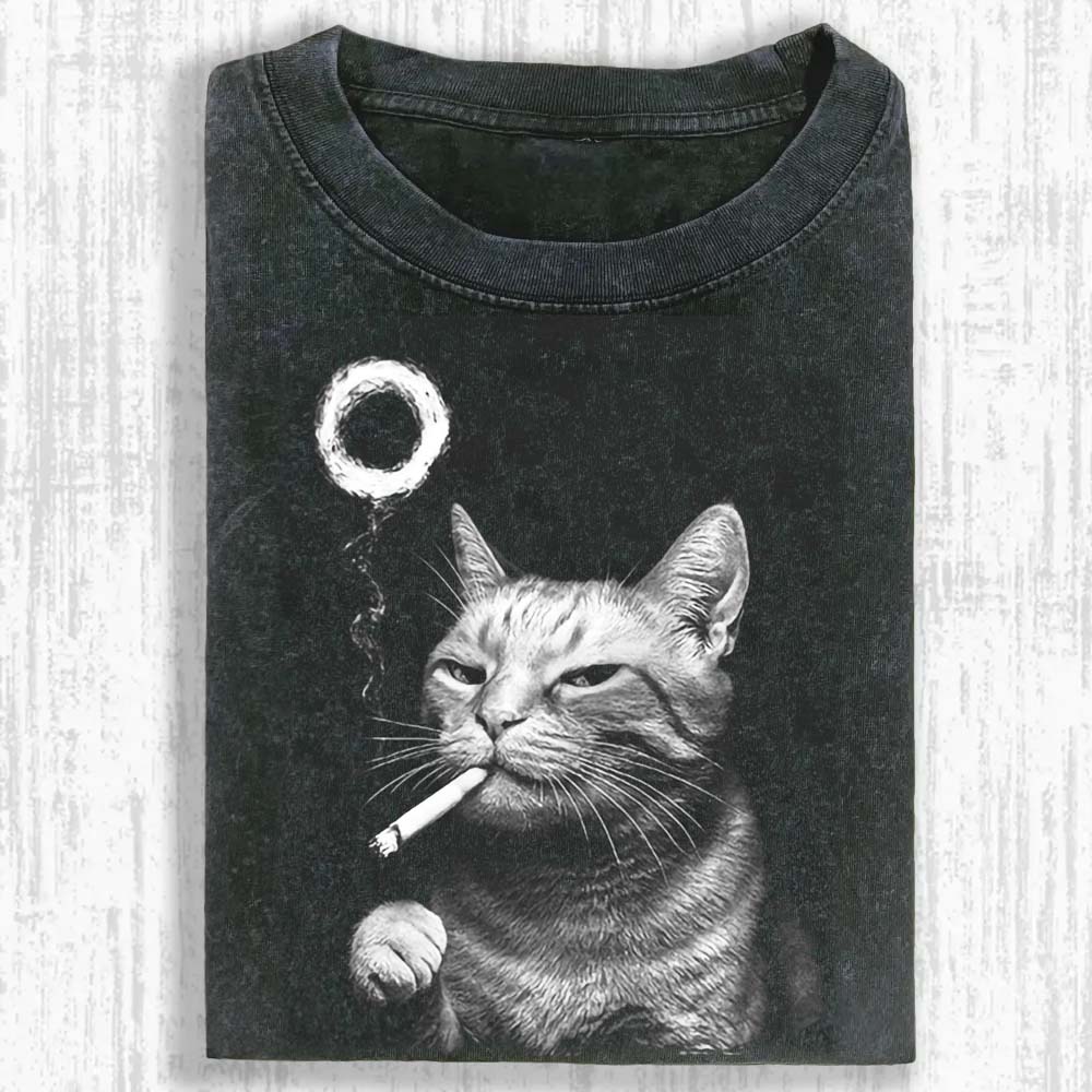 Judgy Cat Smoking Washed T-shirt
