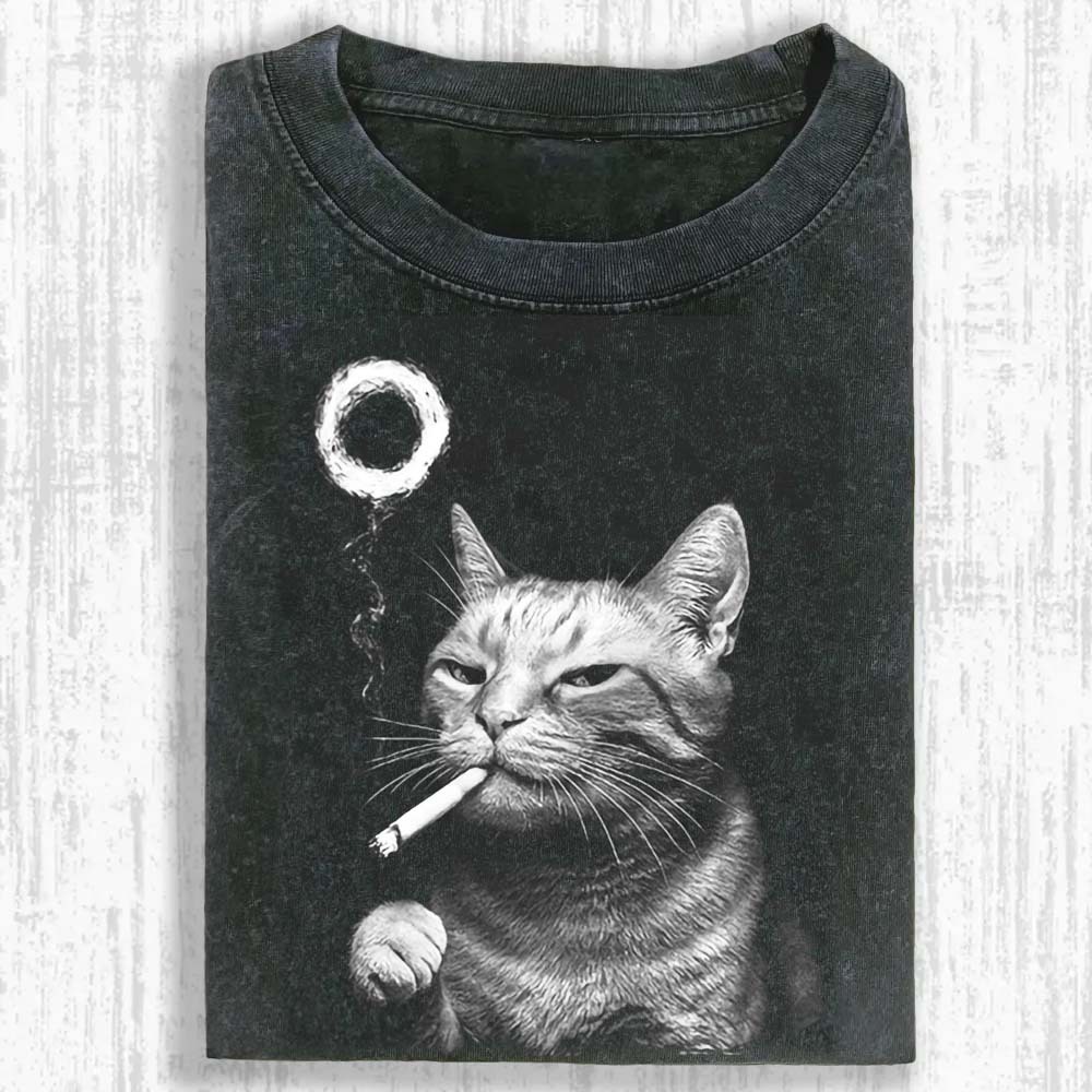 Judgy Cat Smoking Washed T-shirt