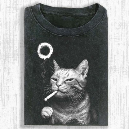 Judgy Cat Smoking Washed T-shirt