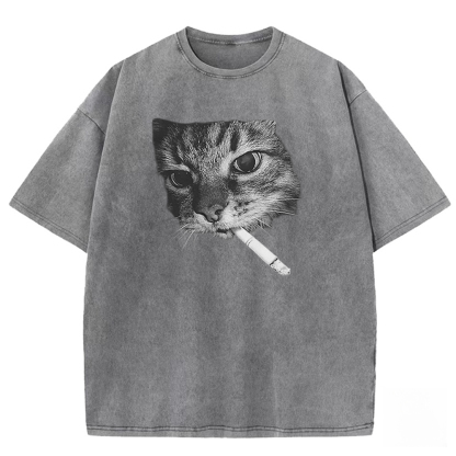 Cat Smoke Ritual Washed T-shirt