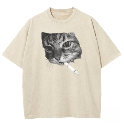 Cat Smoke Ritual Washed T-shirt