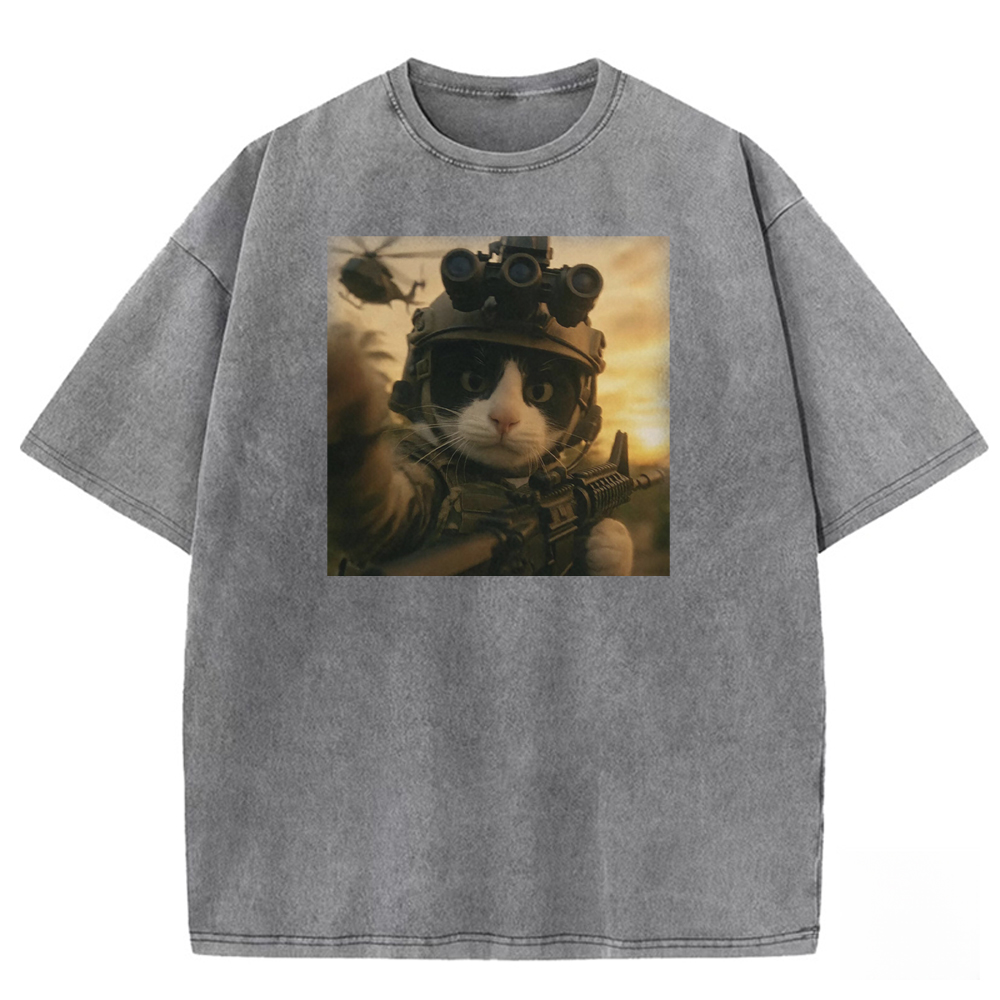 Whiskered Warrior Washed T-shirt