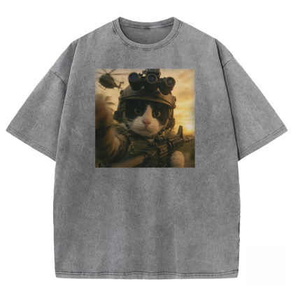 Whiskered Warrior Washed T-shirt