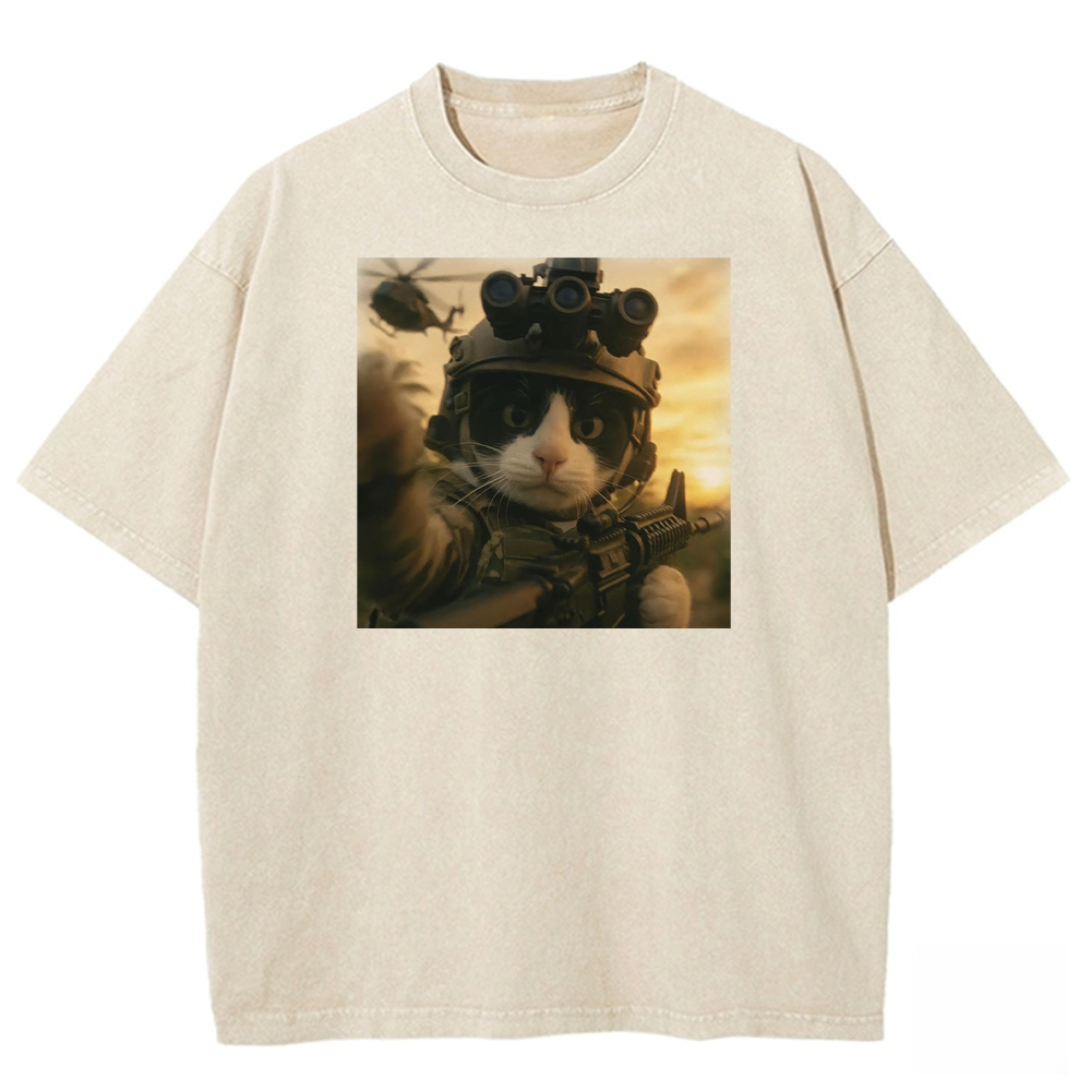 Whiskered Warrior Washed T-shirt