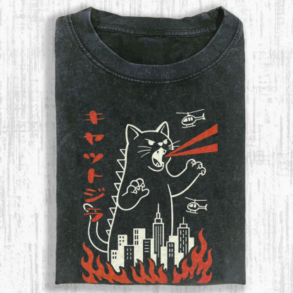 Kaiju Kitty Washed T-shirt