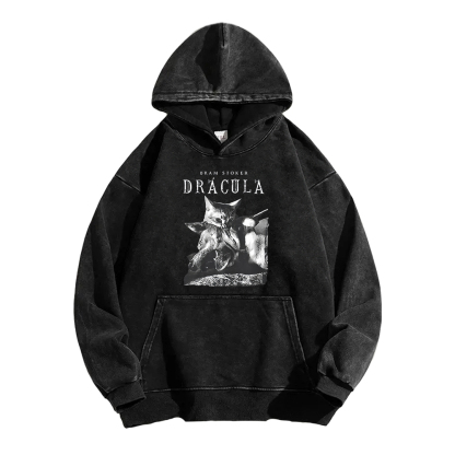 Cat Dracula Vampire Kitten Washed Hoodie