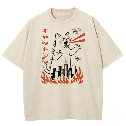 Kaiju Kitty Washed T-shirt