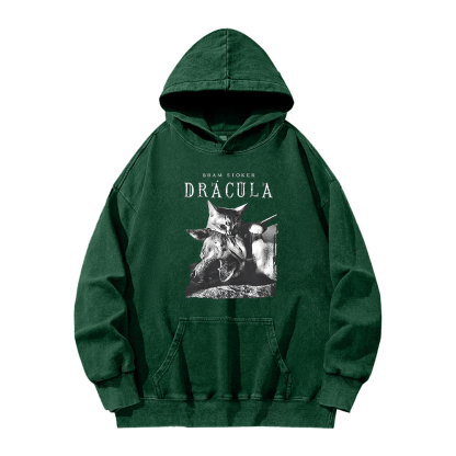 Cat Dracula Vampire Kitten Washed Hoodie