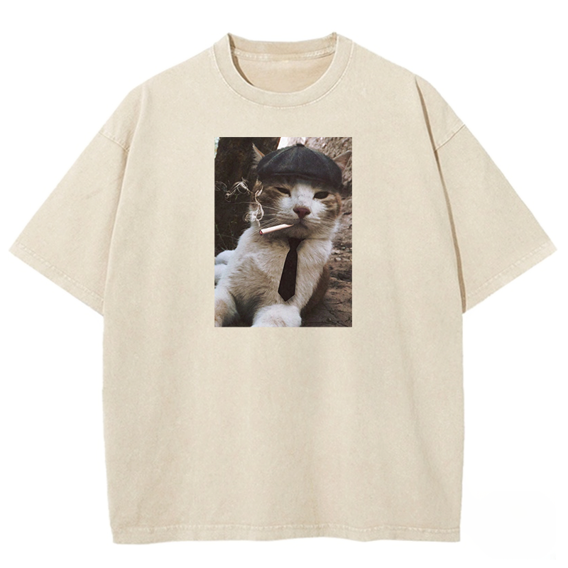 Smoking Gentleman Washed T-shirt