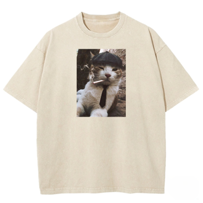 Smoking Gentleman Washed T-shirt