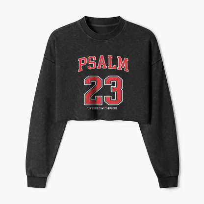 PSALM 23 THE LORD IS MY SHEPHERD Washed Crop Sweatshirt