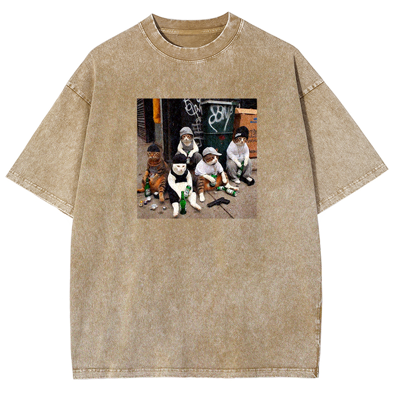 Street Gang Kitties Washed T-shirt