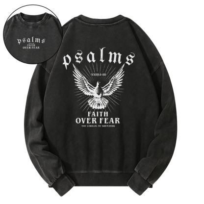 FAITH OVER FEAR THE LORD IS MY SHEPHERD Washed Sweatshirt