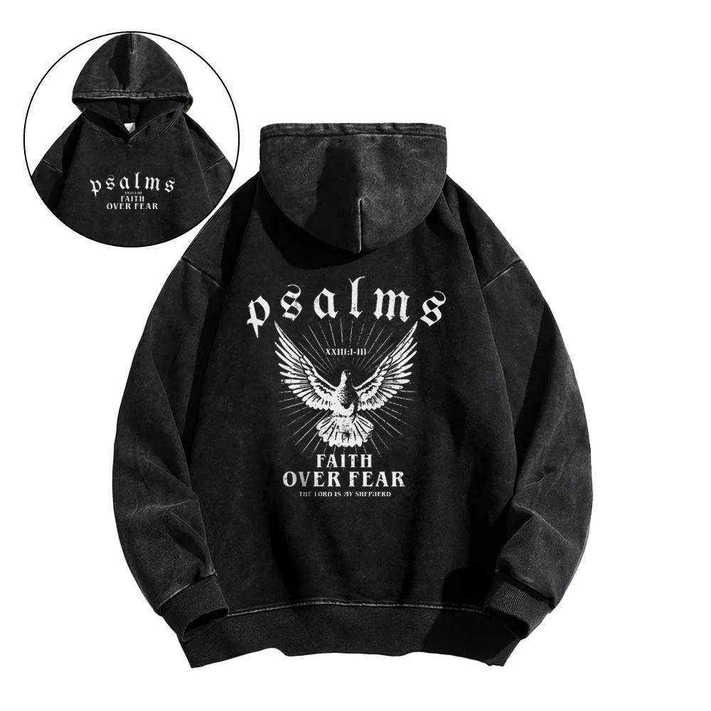 FAITH OVER FEAR THE LORD IS MY SHEPHERD Washed Hoodie
