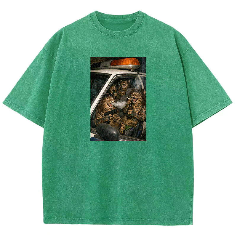 Bad Kitty Patrol Washed T-shirt