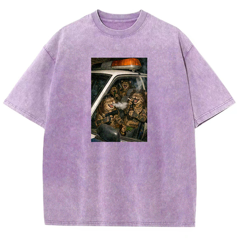 Bad Kitty Patrol Washed T-shirt