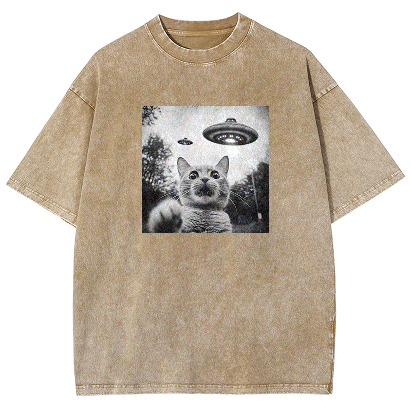 Alien Encounter Cat Washed T-shirt