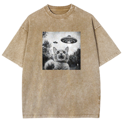 Alien Encounter Cat Washed T-shirt