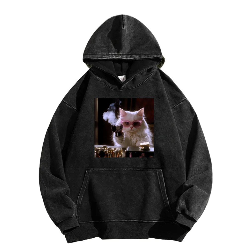 Wacky Cat Washed Hoodie