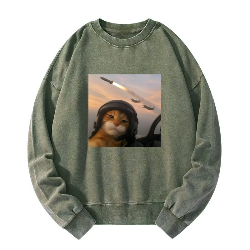 Wacky Cat Washed Sweatshirt
