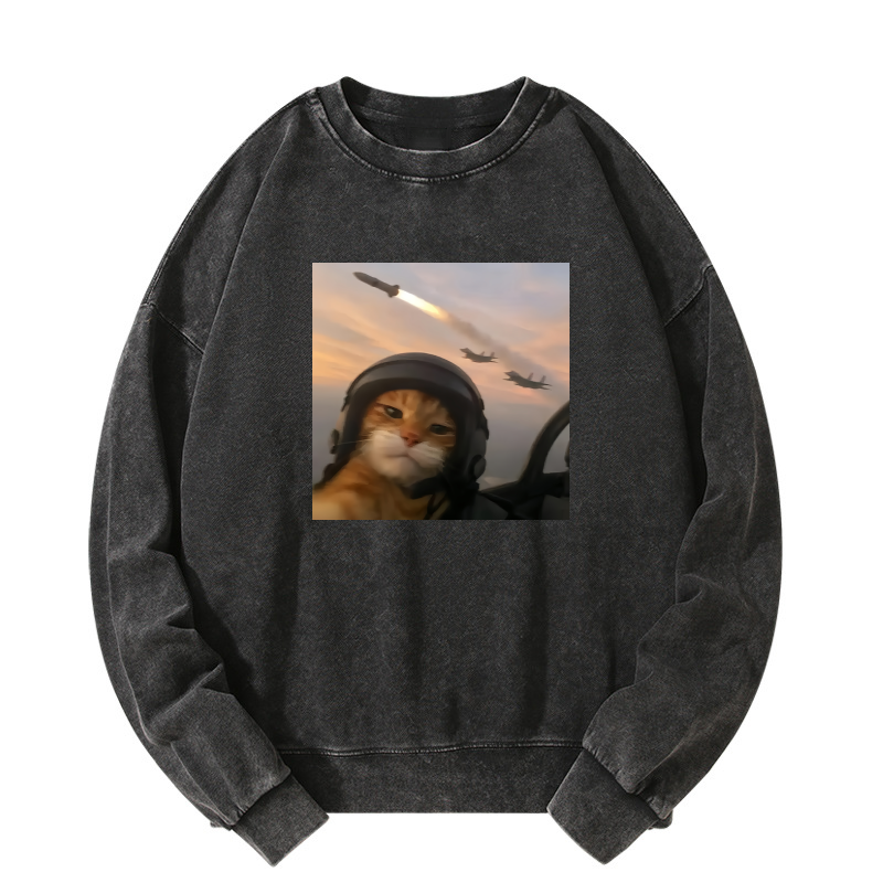 Wacky Cat Washed Sweatshirt