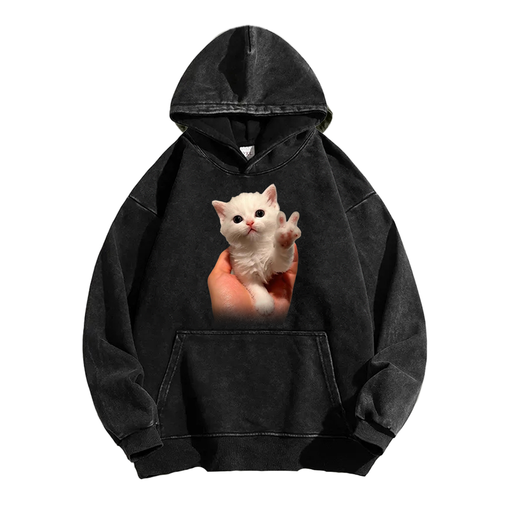 Wacky Cat Washed Hoodie