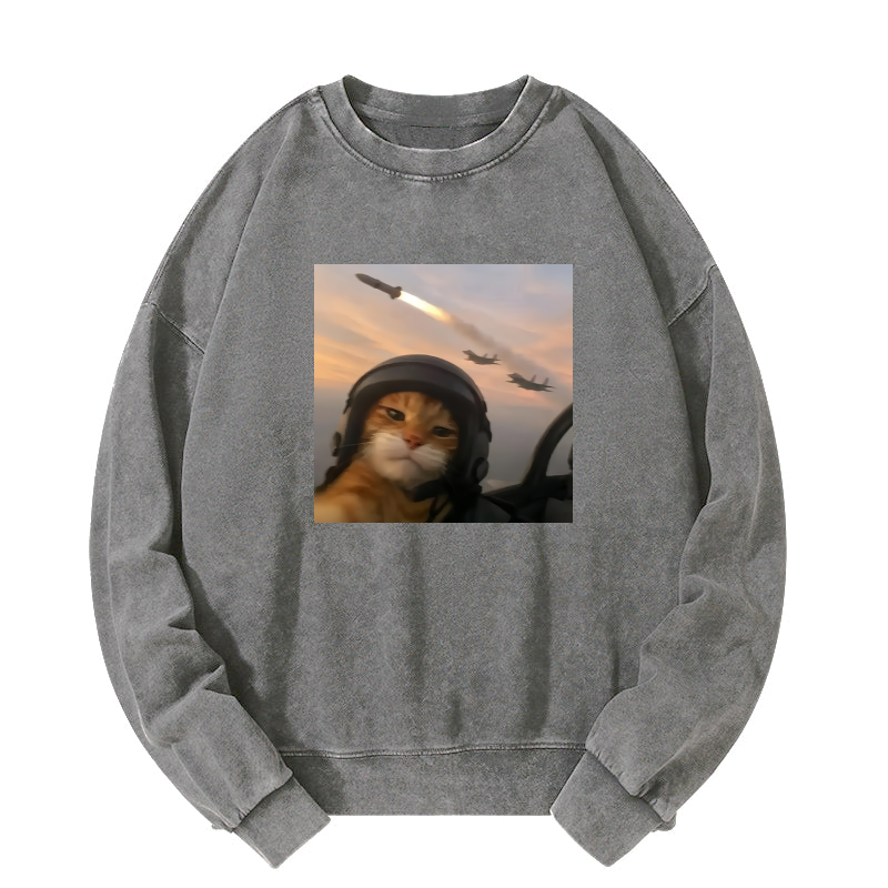 Wacky Cat Washed Sweatshirt