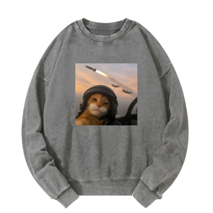 Wacky Cat Washed Sweatshirt