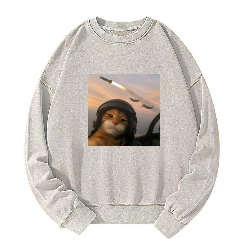 Wacky Cat Washed Sweatshirt