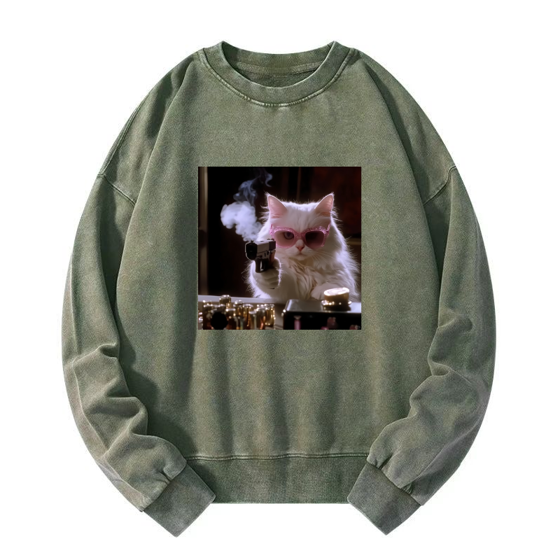 Wacky Cat Washed Sweatshirt