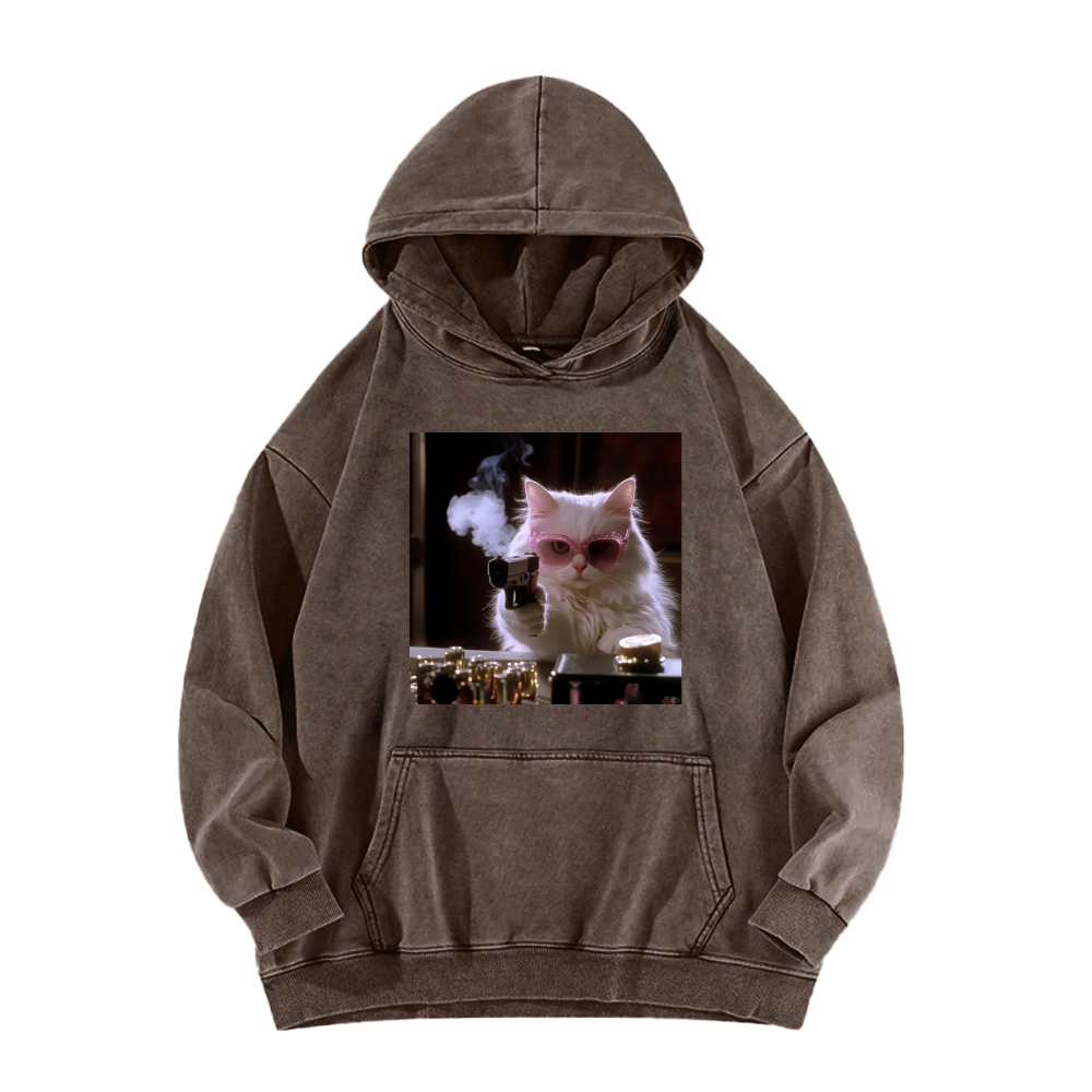 Wacky Cat Washed Hoodie