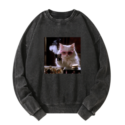 Wacky Cat Washed Sweatshirt