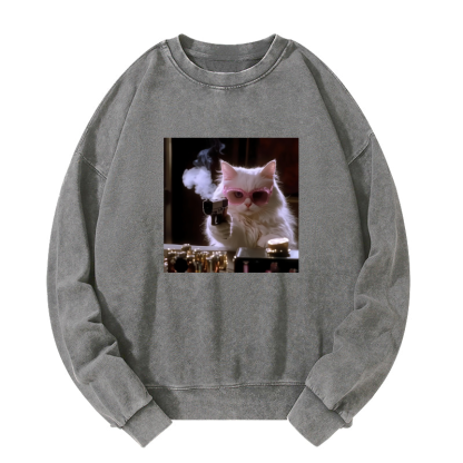 Wacky Cat Washed Sweatshirt