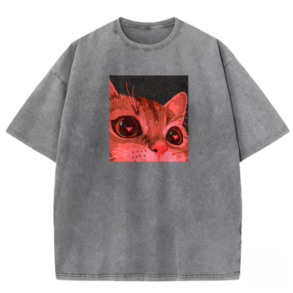 Crimson Heart Cat Washed T-shirt