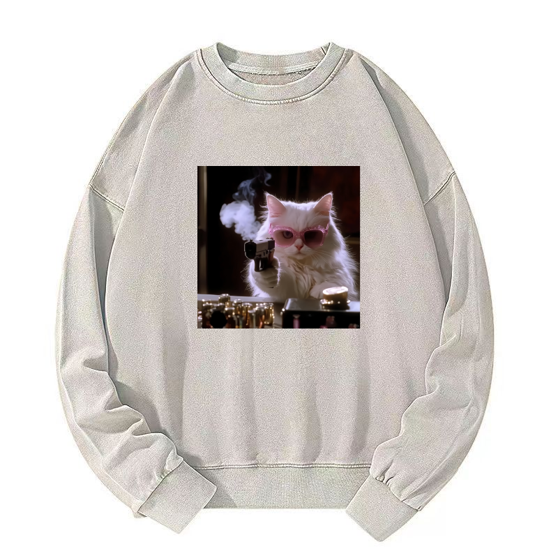 Wacky Cat Washed Sweatshirt