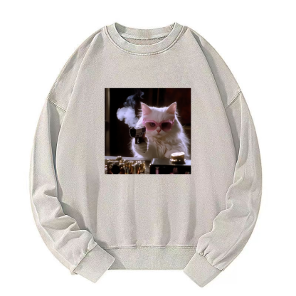 Wacky Cat Washed Sweatshirt